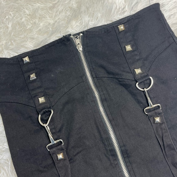 LIP SERVICE Vintage Zip Up Suspender Mini Pencil Skirt Studded Black Size Small - Picture 8 of 10